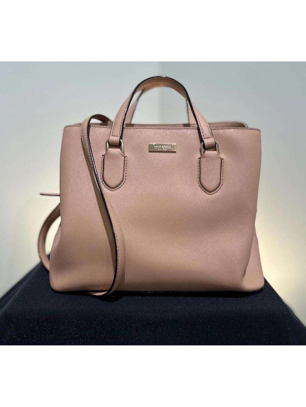 👜 Kate Spade Evangelie WKRU3930 Camel Nude Leather Satchel *GUC Pretty & classy